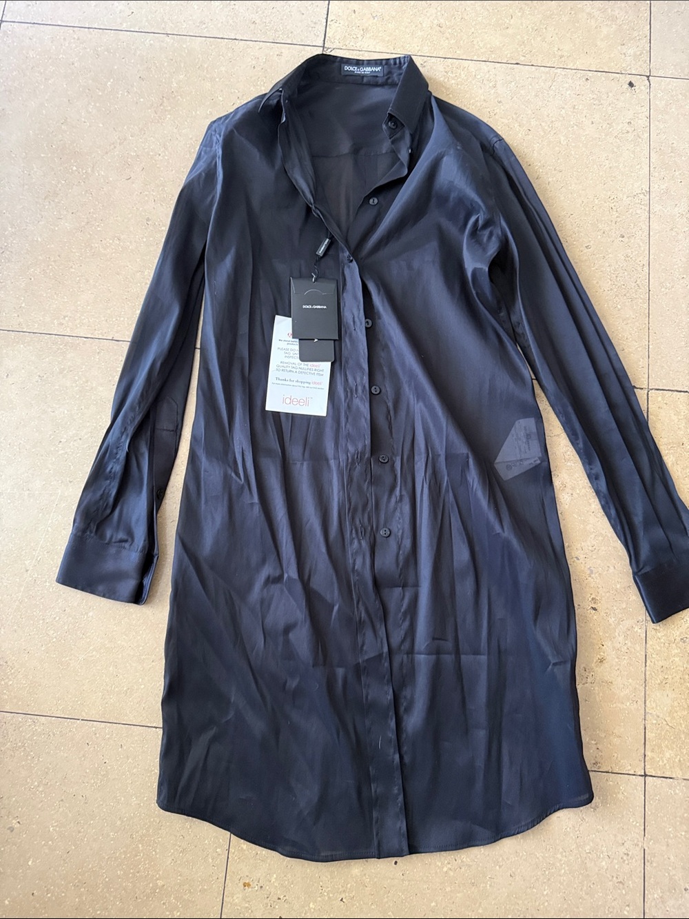 Dolce & Gabbana Black Long Button-Front Shirt Dress